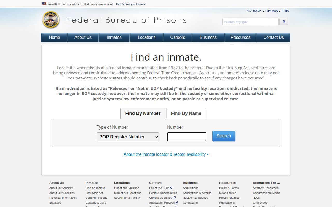 Bailey County released inmate federal BOP locator search